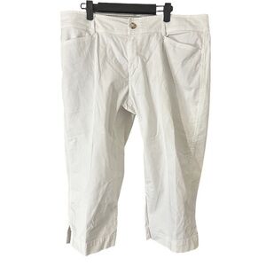 Eddie Bauer Classic White Blakely Capri Cotton Stretch Pants Size 16 Coastal